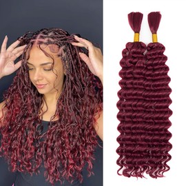 MOCCWOM Extensiones De Cabello Ondulado Profundo Para Trenzar, Cabello Húmedo Y Ondulado, Microtrenzado, Sin Trama, Para Trenzas Bohemias, 150 G, 2 Paquetes #Bug (20 Pulgadas)