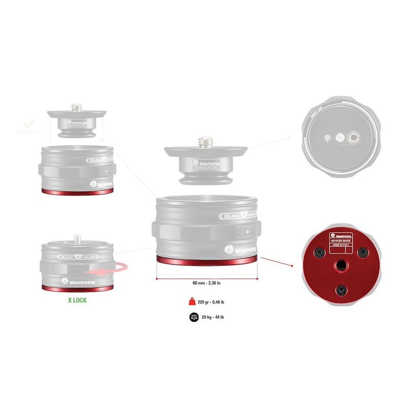 Manfrotto Move Quick Release System Base, Accessories for Tripods, Stabilizers,