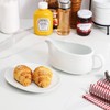 Buyajuju 25 oz Gravy Boat and Tray, Ceramic White Gravy