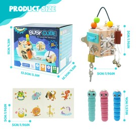 Busy Board Baby Busy Activity Cube|15-in-1 Fidget Cube Stresswürfel Tragbares Anti Stress Spielzeug, Aktivitäts Würfel Spielzeug, Motorikwürfel Montessori Lernspielzeug für Kleinkinder ab 3 Jahren