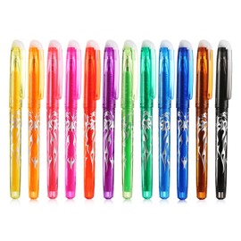 Pack of 12 Colourful Erasable Ballpoint Pen Set for Erasing, Multicoloured 0.5 mm Refill Rollerball Pen Erasable Gel Pen Erasable Pen for Students School Office Supplies