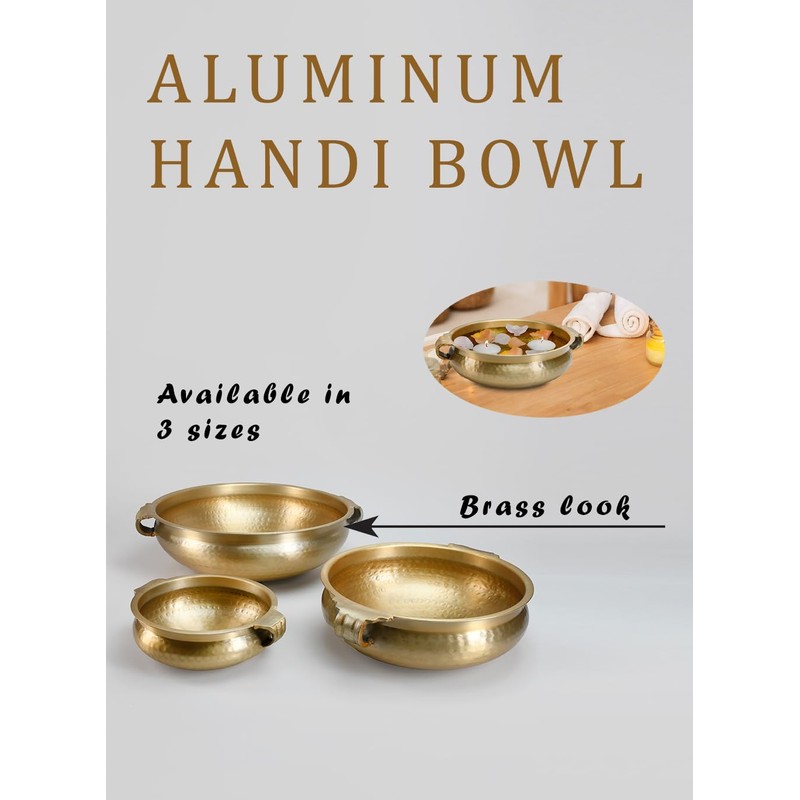 Serene Spaces Living Gold Handi Bowl - Hammered Texture, Decor