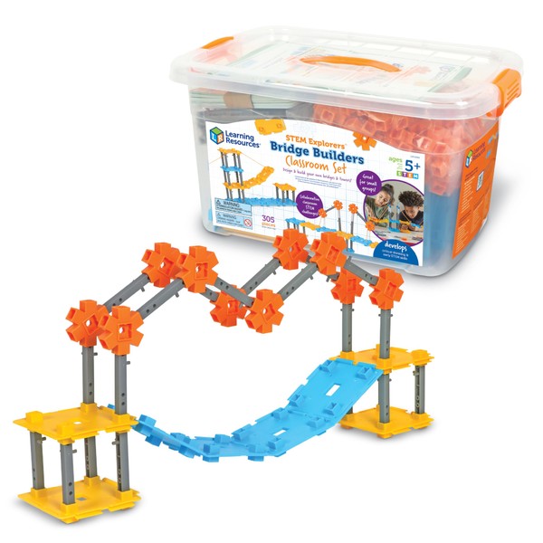 Learning Resources STEM Explorers Bridge Builders Classroom Set, 305 Pieces,