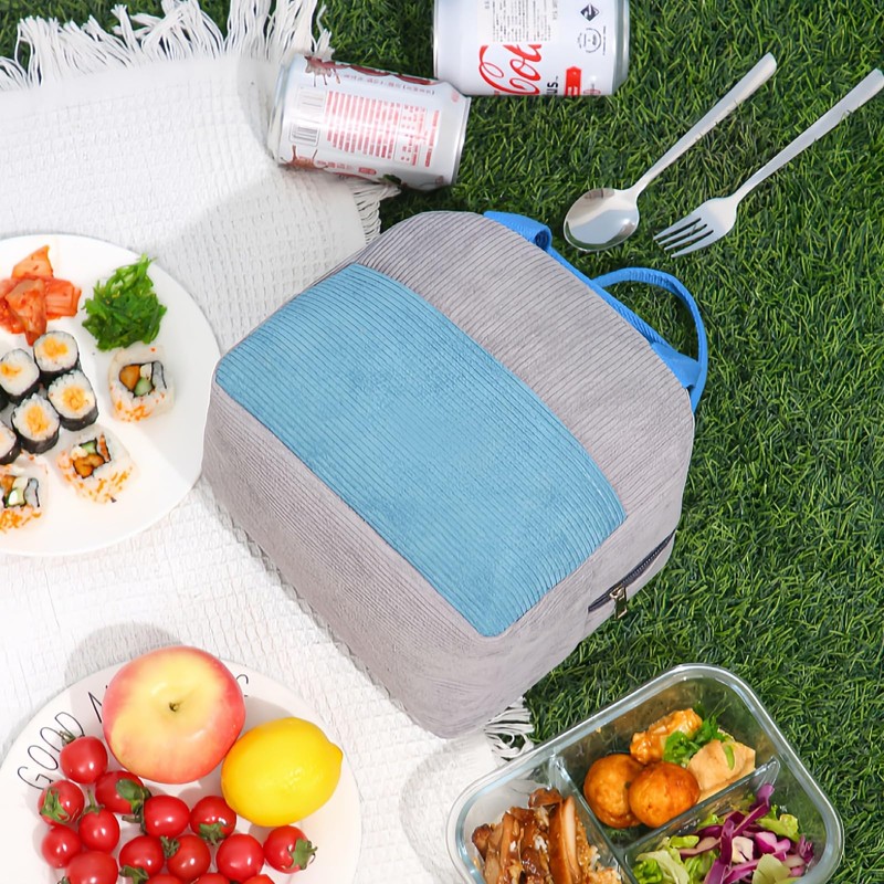 Taoluwin Insulated Lunch Bag, Corduroy Thermal Lunch Tote Bag with