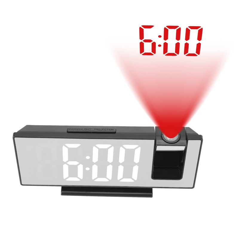 Projection Digital Alarm Clock USB Charging Automatic Dimming LED Mirror