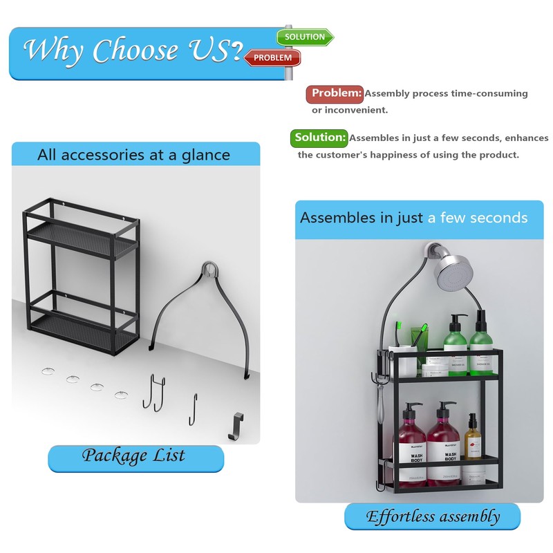 Meangood Shower Caddy, 10.4" x 4.5" x 22.04" Hanging Shower