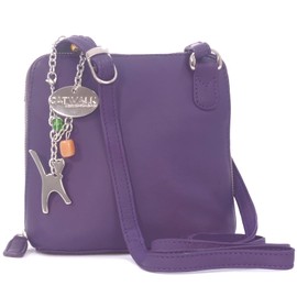 Catwalk Collection Leather Cross-Body Bag- Lena - Purple