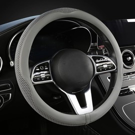 15 Inch Car Steering Wheel Cover, Microfiber Ice Silk Anti-Slip Grey