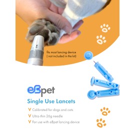 eBmonitor eBpet Single Use 26 Gauge Sterile Lancets Supplies for eBpet Blood Glucose Monitoring System, 50 Count