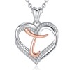 INFUSEU Sterling Silver Initial Pendant Necklace for Women T Letter