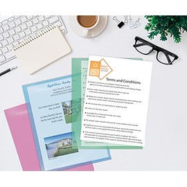 Better Office Products - Bolsillos para proyectos de polietileno, paquete de 50 fundas de plástico para papel tamaño carta, 5 colores translúcidos, ch