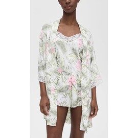 Flora Nikrooz Women's Sabrina Travel Pajama Set, Keanu Cream, Floral, Green, M