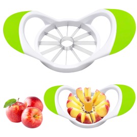 ARSUK Apple Slicer - 3-in-1 Corer and Peeler Divider with 8 Stainless Steel Blades - Core Remover Tool & Press Machine - Fruit Slicer, Corer Discs (Green 12 Blades Apple Cutter)