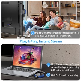 AIMIBO Wireless HDMI Transmitter TX Gray - 1 Receiver to 8 Transmitter, Best for Meeting Room