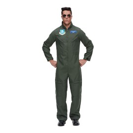 Megartico Flight Pilot Top Costume Adult Suit Jumpsuits Army Green Cosplay Embroider Patch Pockets One-pieces Cloth