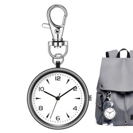 Small Pocket Watch | Round Key Chain Clip Watch | Unisex Quiet Portable Clock for Travel Home Workplace Women Men Outdoor School Backpack