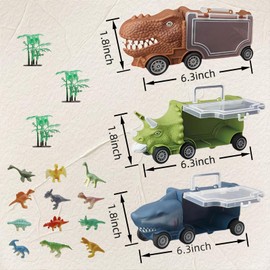 Kvimazus11 Dinosaur Toys,Dinosaur and Shark Transport Truck Toy,Dino Toys for 3-5 Year Old,Christmas Birthday Gifts for Age 3 4 5 6 Year Old Boys&Girls