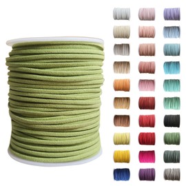 JeogYong Faux Suede Cord 2.5mm 50 Yards Suede Lace Faux Leather Cord, Microsuede Flat Leather String Cord for Necklace, Bracelets, Jewelry Making, Leather Lace, Arts & Crafts DIY, Fruit Green