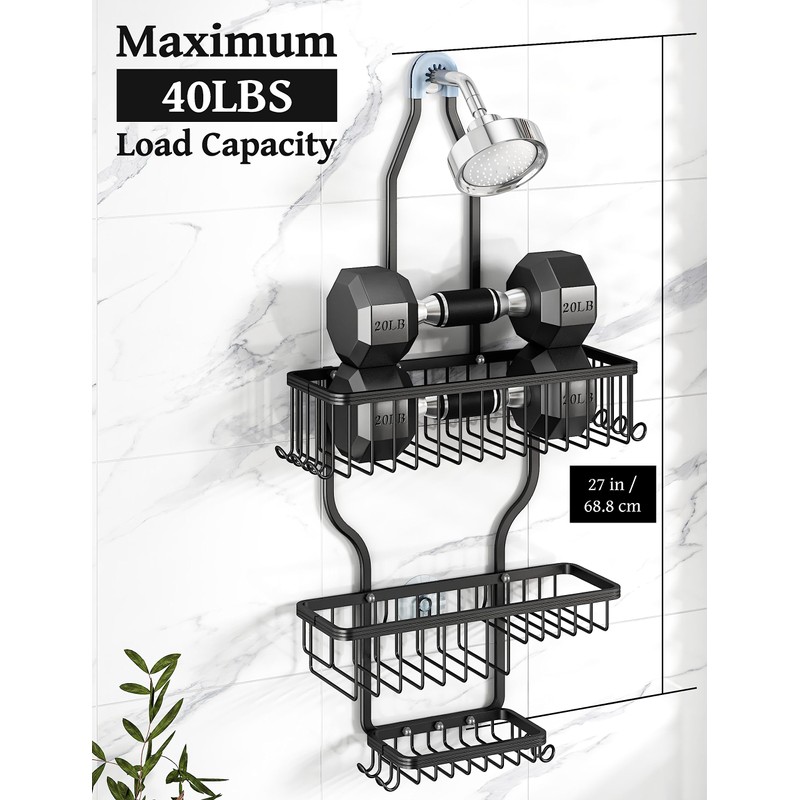 YASONIC Shower Caddy Over Shower Head Never Rust Aluminum Large