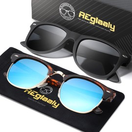 Reglaaly Sunglasses Men and Womens, Polarized Sunglasses for men with UV Blocking Semi-Rimless Frame for Driving & Hiking