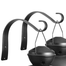 YBW ROBLUX 2 pcs Hanging Wall Hooks for Decorative Candle Lanterns,Outdoor Solar Lanterns,Decor Ligths,Jar Sconce,Wind Chime,Bird Feeders,Outdoor or Indoor Small Plant Bracket Hooks Black (5.11-Inch)