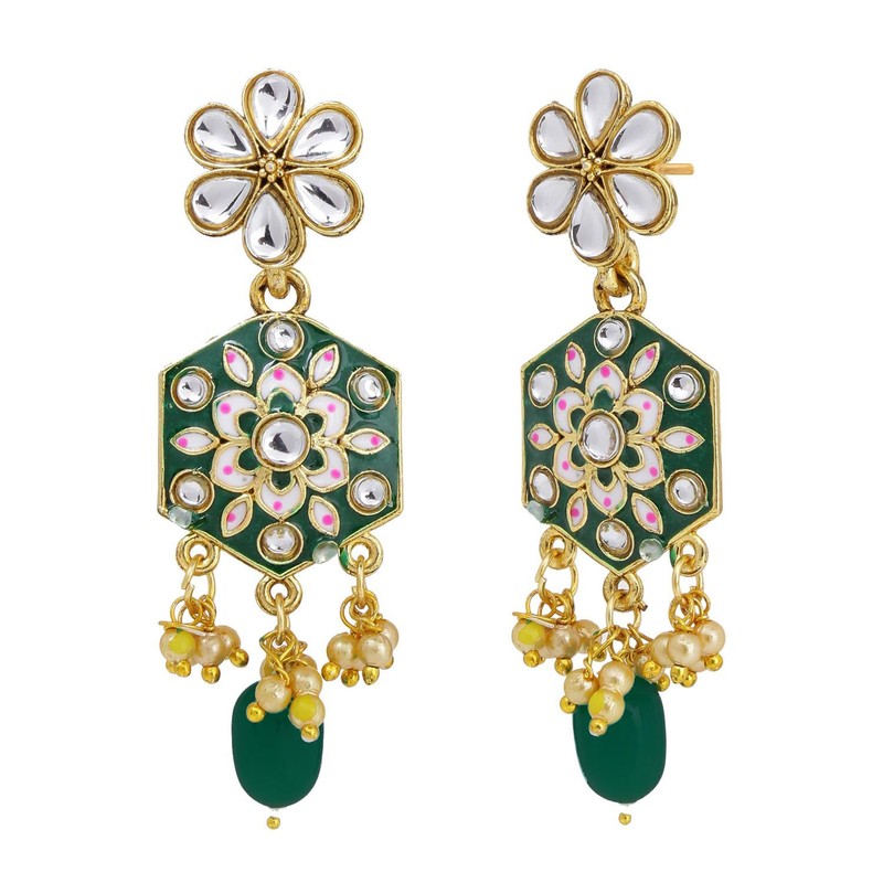 Efulgenz Conjunto de gargantilla de joyería india Maang Tikka pendientes