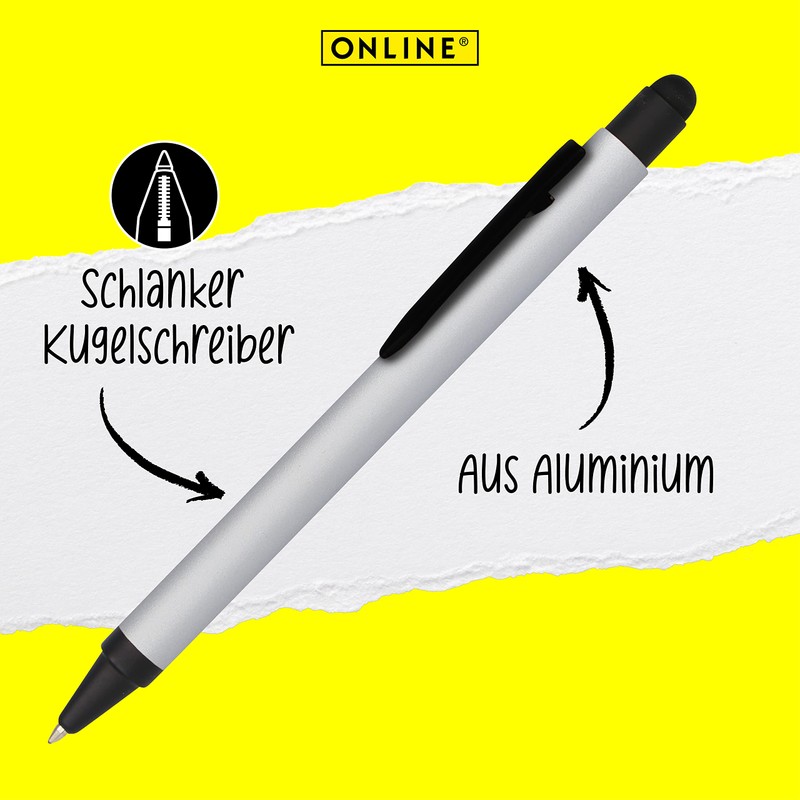 Online Ballpoint Pen Aluminium Stylus Silver, Retractable Ballpoint Pen Made
