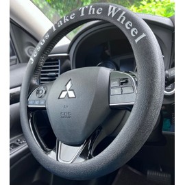 Jesus Take The Wheel Silicone Steering Wheel Cover. Fits 13-15 inch. Black color, Anti-slip Grip, easy installation & removal, durable, heat resistant, waterproof, stretchable