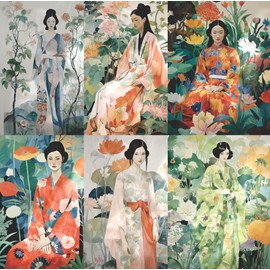 Japanese Ladies Rice Paper, 8 x 10.5 Inch - for Decoupage Furniture Crafts