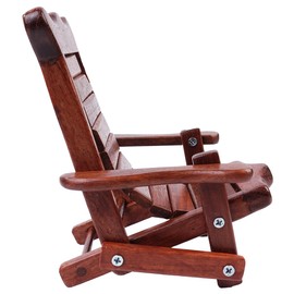 Laroal Miniature Wooden Deck Chair Phone Holder – Desktop Cradle Support for cell phone, Dollhouse Accessory, Decorative Stand for Office & Travel
