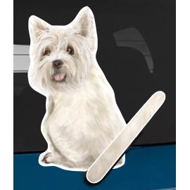 Wagging Wipers West Highland Terrier Dog and Animal rear window wiper sticker - 10 inches tall