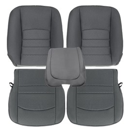 SecosAutoparts Driver & Passenger Side Bottom & Top Lean Back & Armrest Cover Replacement Cloth Seat Cover Gray Compatible with Dodge Ram 1500 2500 3500 4500 5500 2013 2014 2015 2016 2017 2018