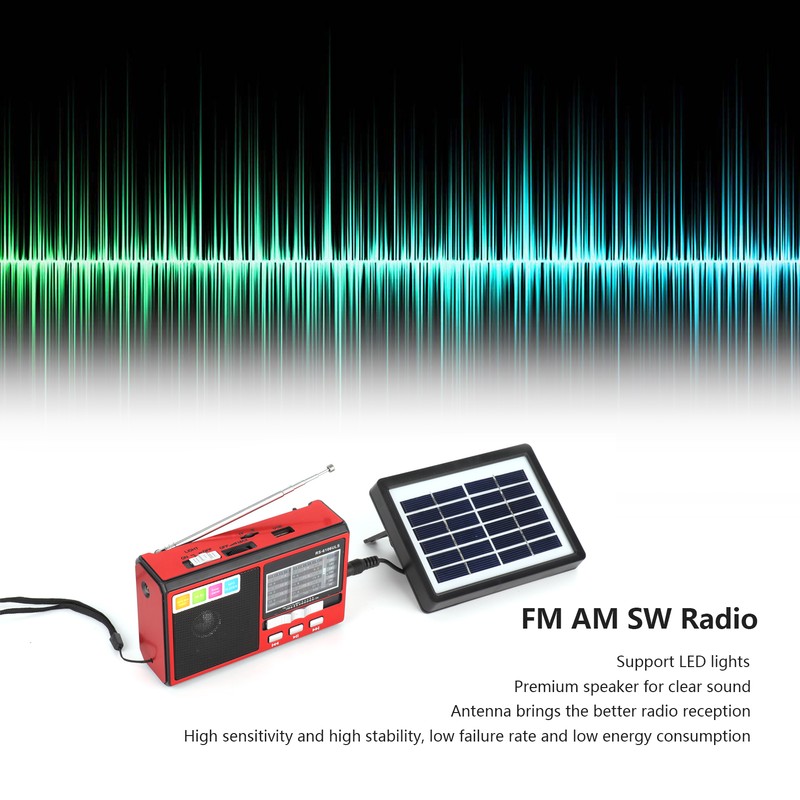 Radio FM AM SW Portable Radio Support Solar Battery Charging