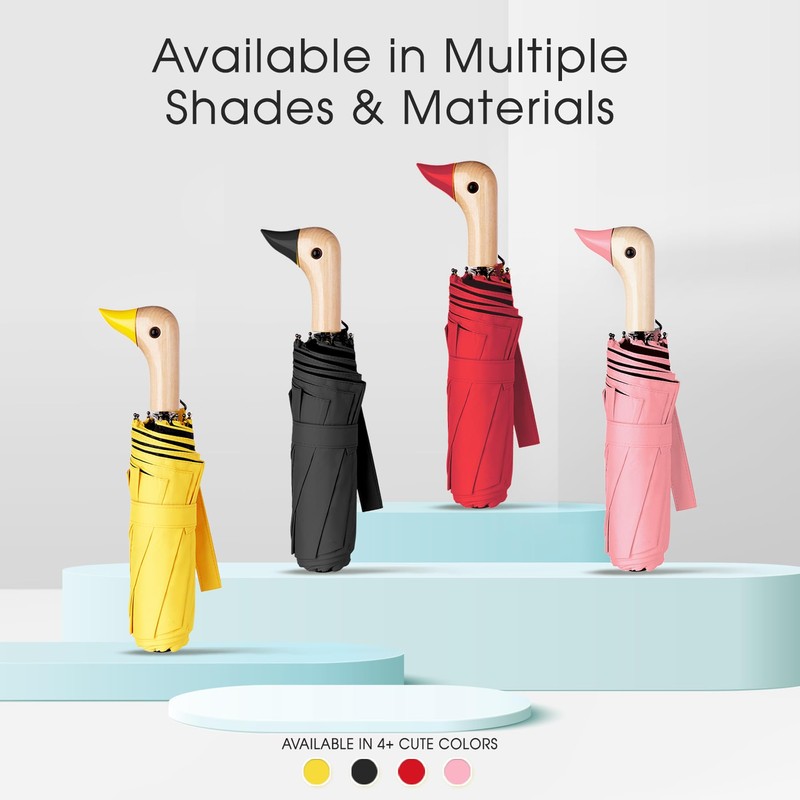 ViddVoom Duck Umbrella - Fun Duck Head Handle, Handy Folding