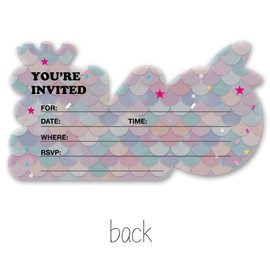 Opomzk Mermaid 1st Party Invitations with Envelopes, 20 Set Mermaid One Shaped Invitations One Year Old Birthday Baby Shower Party Invites Supplies Favors for Baby Girl, Double-Sided