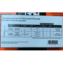 Hoft Fence Picket Spacer For 1/2” x 5.5” Fence Pickets Post Kits (22-Pack)