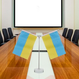 10pcs Ukrainian Flag, 12 x 8 inch Flat and Stick Set, Polyester Handheld Flag for Outdoor