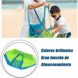 2 Bolsa de Playa de Malla, Bolso de playa y Bolso de Mano de Malla Bolsa de Almacenamiento de Organizador de Juguete, Olsa de Almacenamiento de Juguetes de Playa