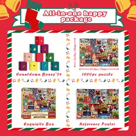 Lihome Advent Calendar Puzzle for Adults 2024, 1008-Piece Christmas Countdown Jigsaw Puzzle, 24 Boxes for Family Christmas Game