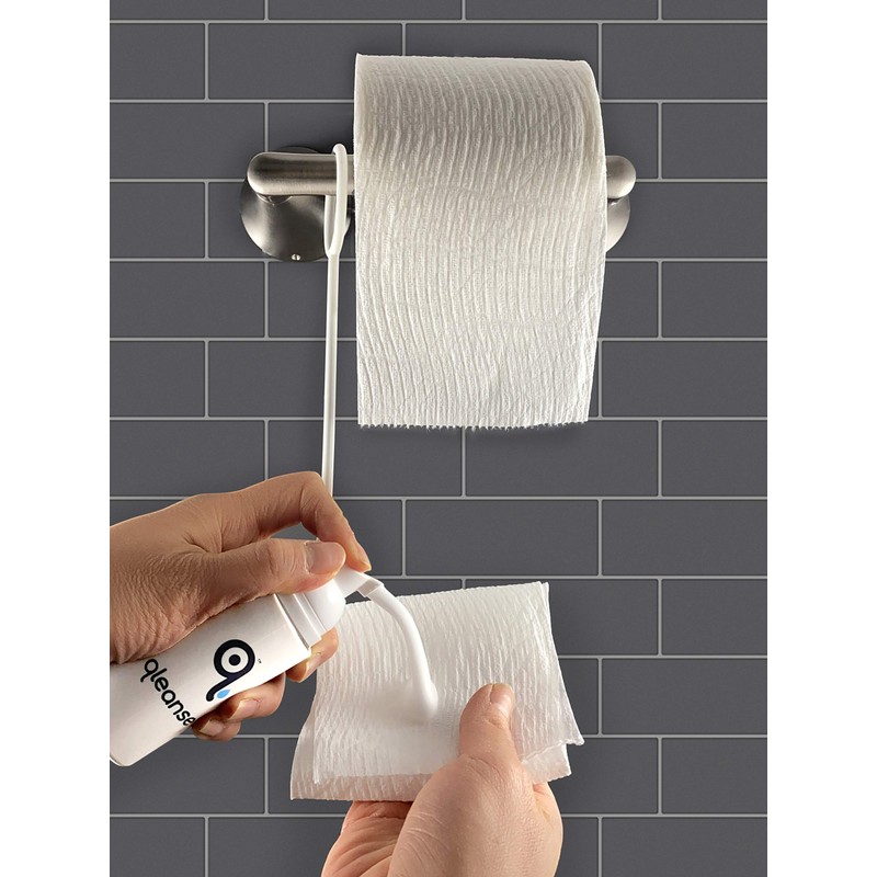 Qleanse Toilet Paper Foam Spray and Caddy (Family Pack)