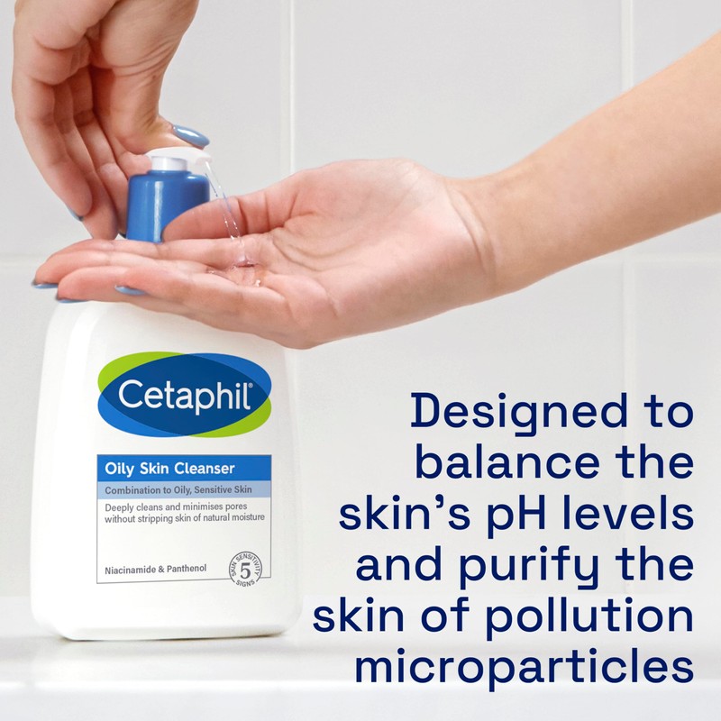 Cetaphil Oily Skin Cleanser, 236ml, Face Wash, For Combination to