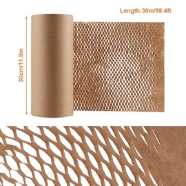 Honeycomb Paper Packaging Paper, 30 cm x 30 m, Brown, Bubble Wrap Alternative for Safe and Sustainable Shipping, Filling Material Packaging Material, Packaging Roll for Removals, Gift Wrapping
