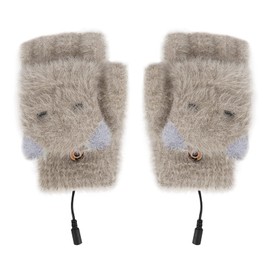 USB Heated Gloves Mittens for Women Girls Washable Electric Heating Gloves Winter Warm Conversible Constant Heat Laptop Gloves Knitting Wool Full/Half Finger Hand Warmer for Gaming Typing Cycling