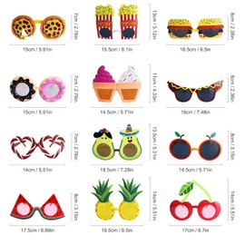 Qunonaty Funny Luau Donut Party Sunglasses - 12 Pack Novelty Glasses Tropical Fancy Party Glasses Masks, Funny Photo Booth Props for Summer Themed Party Supplies Pizza Ice Cream Fruit Fun Glasses