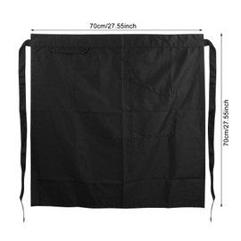 Long Waist Kitchen Half Apron Waterproof, Waist Apron With Large Pockets, Half-Length Long Waist Apron Catering Chefs Waiters Uniform, Half Apron for Chef Barista Mixologist Florist, 70x70cm (Black)