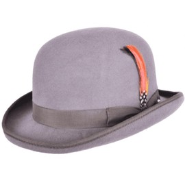 Trenzeo Classic Bowler Derby Hat, Victorian Style, Black, Formal Wear (UK, Alpha, L, Standard, Light Gray)