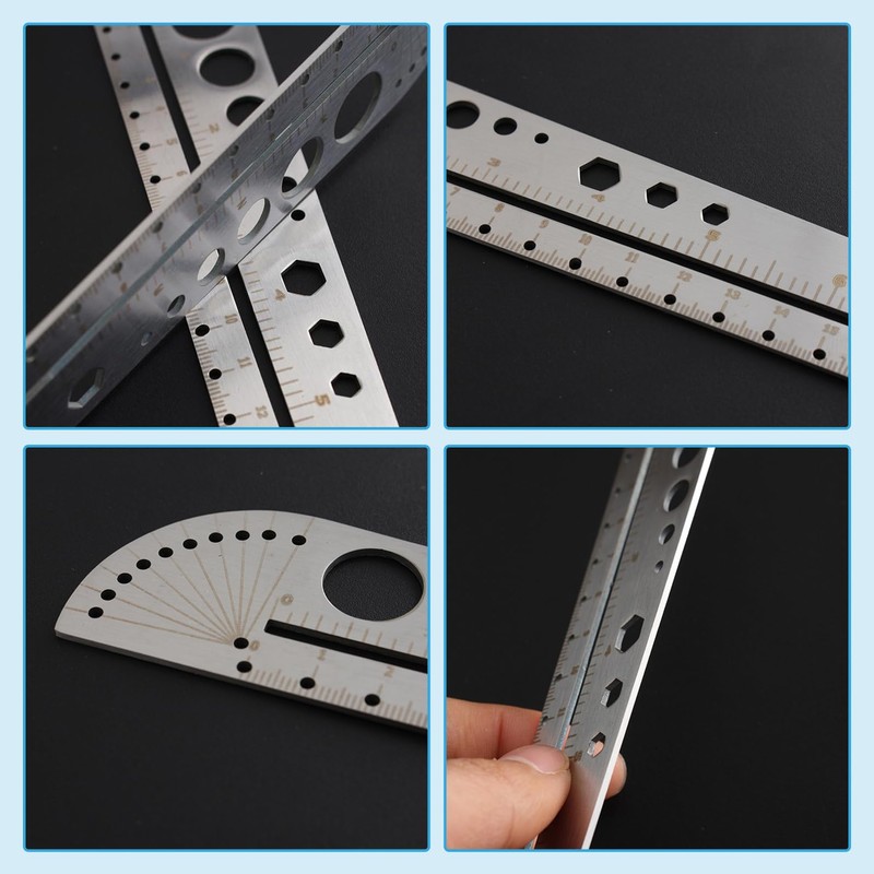 RICISUNG Circular Ruler, Metal Ruler, Multi-functional Ruler, Straight Ruler, Angle