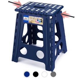 ACKO Folding Step Stool Foldable 16 Inch 400 lbs Capacity, Plastic Stools for Adults and Kids, Collapsible Stools for Kitchen, Stepping Stool with Handle(Royal Blue)