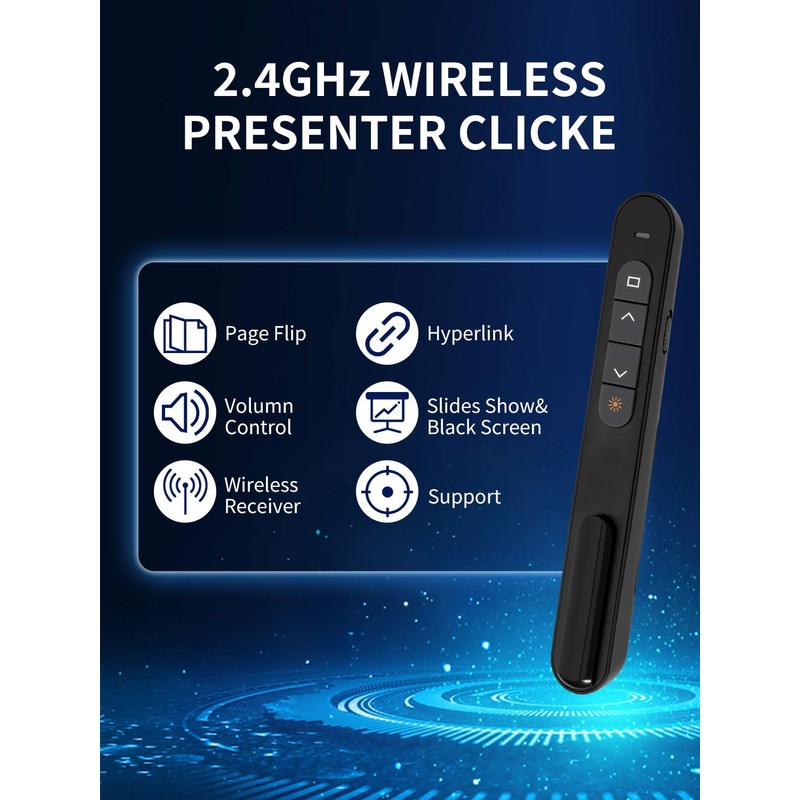 Presentation Clicker, 2.4GHz Clicker for Powerpoint, USB Control Presenter for