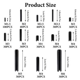 480 Piece Tension Pin Hollow Cotter Pins Set, Tension Pins Assortment, Hollow Spring Pins, Locking Pin, Manganese Steel Hollow Cotter Pin Notched Pins (M1.5/M2/M2.5/M3/M4/M5/M6)